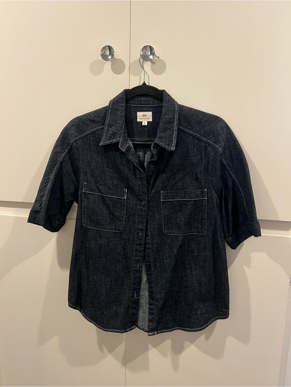 Ag Adriano Goldschmied Dark Wash Denim Button-Down Shirt